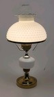 Vintage 21 5  Mcm Hobnail White Milk Glass Hurricane Parlor Table Lamp