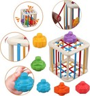 Baby Sensory Shape Sorter Blocks Toy  Activity Cube Bins  Montessori Educational