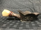 Vintage Chinese Brass Silk Iron With Jade enamel Handle 4 3 4 