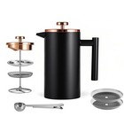 Compact French Press Coffee Maker 12oz  Double-wall Insulated  2 Extra Filters  