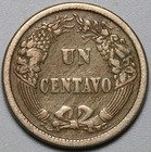 1864 Peru Un 1 Centavo Vf Radiant Sun Coin  25063002r 