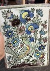Vintage Persian Ceramic Tile Birds Floral Blue 9 X 6