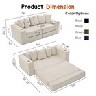 76  Convertible Sofa Bed  Corduroy Boneless Couch With Cup Holders   Pocket