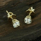 1ct Round Cut Simulated Diamond Solitaire Stud Earrings 14k Yellow Gold Finish
