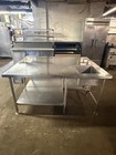 Custom Stainless Steel Commercial Kitchen Island Table   Sink 71 5  X 56    Used
