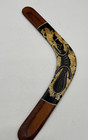 Vintage Wooden Genuine Aboriginal  Australian Boomerang Hand Painted Lizard 14 