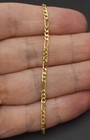 Real 10k Yellow Solid Gold Anklet Bracelet Figaro Shiny Chain 10 In 1 2gr