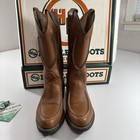 Double H Brown 1608 Moccasin Mocc Stitch Leather Western Cowboy Boots 7 5 D