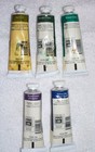 Lot Of 5 Winsor Newton Oil Paint 37ml Tube Green Blue Violet Asst Colors Lot D