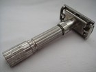 Vintage Gillette Fatboy E-1 1959 Adjustable Double Edge Safety Razor blue Blades