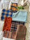 Vintage Mod Mixed Fabric Lot Huge Heavy Tweed  Wool  Plaid  Etc 