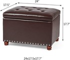 24 Inch Storage Ottoman Leather Bench Foot Rest Stool For Bedroom Living Room