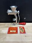 Vintage 1950 s Spong Table Top Meat Grinder Mincer National No  20 Red Handle