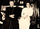 Vintage Old Indoor Photo Picture Elderly Women Ladies Dresses Home Interior Room