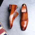 Mens Oxford Genuine Leather Shoes Pointed Toe Lace-up Formal Wedding Dress Shoes
