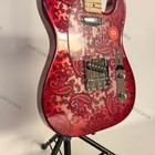 Solid Body Electric Guitar Stainless Rounded Fret Edge Red Paisley No Logo
