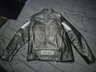 Jhony Gab Black Leather Motorcycle Jacket With Armor - Size Large
