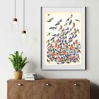 Cepelia 1967 Bird Poster  Mid Century Polish Design  Folk Style Wall Art Poster