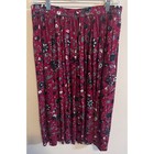 Vintage David Brooks Ltd Floral Midi Skirt Red Navy Pleated Made In Usa Size 14