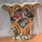 Rare   Sarsaparilla Large Flamingo Vase  Iridescent Pink Pair 12 5  Vintage Mcm