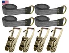 2  X 8  Lasso Tire Straps W  Finger Hook Ratchets Silver  4 Pack  Usa