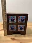 Vintage Stone Ceramic Box Drawers Spice Holder Jewelry Trinket Organizer Holder