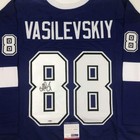 Autographed signed Andrei Vasilevskiy Tampa Bay Blue Hockey Jersey Psa dna Coa