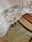 Vintage White Cotton Tablecloth 77x58 Rectangle Classic Farmhouse