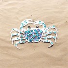 Silver Tone Blue Crystal Crab Brooch Pin     Sparkling Ocean Theme Natutical Gift