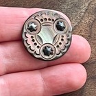 Antique Carved Smoky Mop Victorian Button Steel Cut Stars Shell Button 1-1 16   