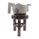 Vtg Postmodern Studio Stoneware Teapot W Pedestal Stand Memphis Style 16 5 