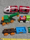 Brio Plastic   Wooden Train Crane Coal Cement Passenger Cars Huge Lot