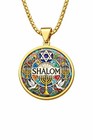 Star Of David Menorah Pendant Shalom Jewish Medallion Mosaic Design