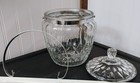 Cut Crystal Ice Bucket With Lid   Stainless Steel Optional Handle Vintage