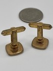 Vintage Hickok Gold Tone Iridescent Mother Of Pearl Cufflinks Cushion Cut