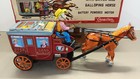 Vintage Overland Stagecoach Cragstan Battery Tin Toy W  Box  Toy In Great Shape