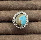 Vintage Sterling Silver Turquoise Ring Size 2 5 Navajo Southwestern Twisted Rope