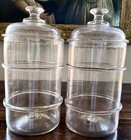 19th C American Glass Apothecary Jars Pair Rare W  Rings Pair