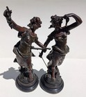 Pair French Antique Auguste Moreau Bronze Statues Amphitrite   Poesie D automne