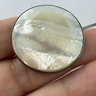 Antique Vintage Large Round Mother Of Pearl Stick Pin Hat Lapel Pin