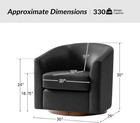 Genuine Leather Swivel Barrel Accent Chairs Set Of 2  Black