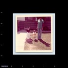 Old Vintage Square Color Photo Black African American Woman Boy Girl In Yard