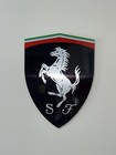 Large 18    Shield Ferrari  Black Racing Inspired Brushed Aluminum Sign