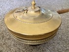 Mid Century Modern Vintage Gold   Brass Chafing Dish W  Cool Wood Handle