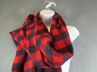 J Crew Scarf  Adult One Size Red Buffalo Plaid 100  Wool Wrap Fringe New