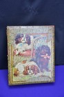 Vintage Antique Wood With Litho Paper Puzzle  alphabet Blocks Original Wood Case