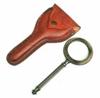 Antique Brass Henry Hughes   Sons Magnifying Glass Leather Case Table Decor