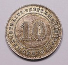 Straits Settlements 1896 Silver 10 Cents Ch Xf  Scarce Victoria Uk Colony Coin
