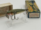 Vintage Pflueger No 3185  3 Hook Minnow With Green Crackle Back  Shows Use