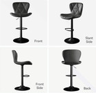 Bar Stools Set Of 2  Adjustable Swivel Faux Leather Bar Chairs  Black